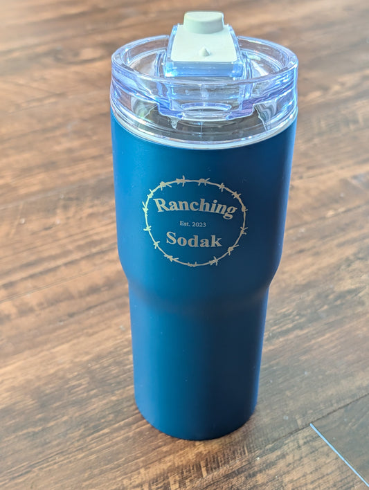 Ranching Sodak Double Wall 20oz blue tumbler
